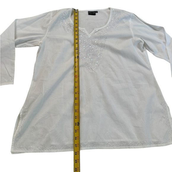Ruby'N'Style Embroidered and Sequenced Blouse Size FREE White 100% Cotton - Picture 4 of 17